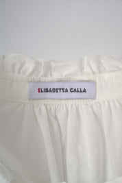 Womens White Ruffle Neck Cotton Blouse