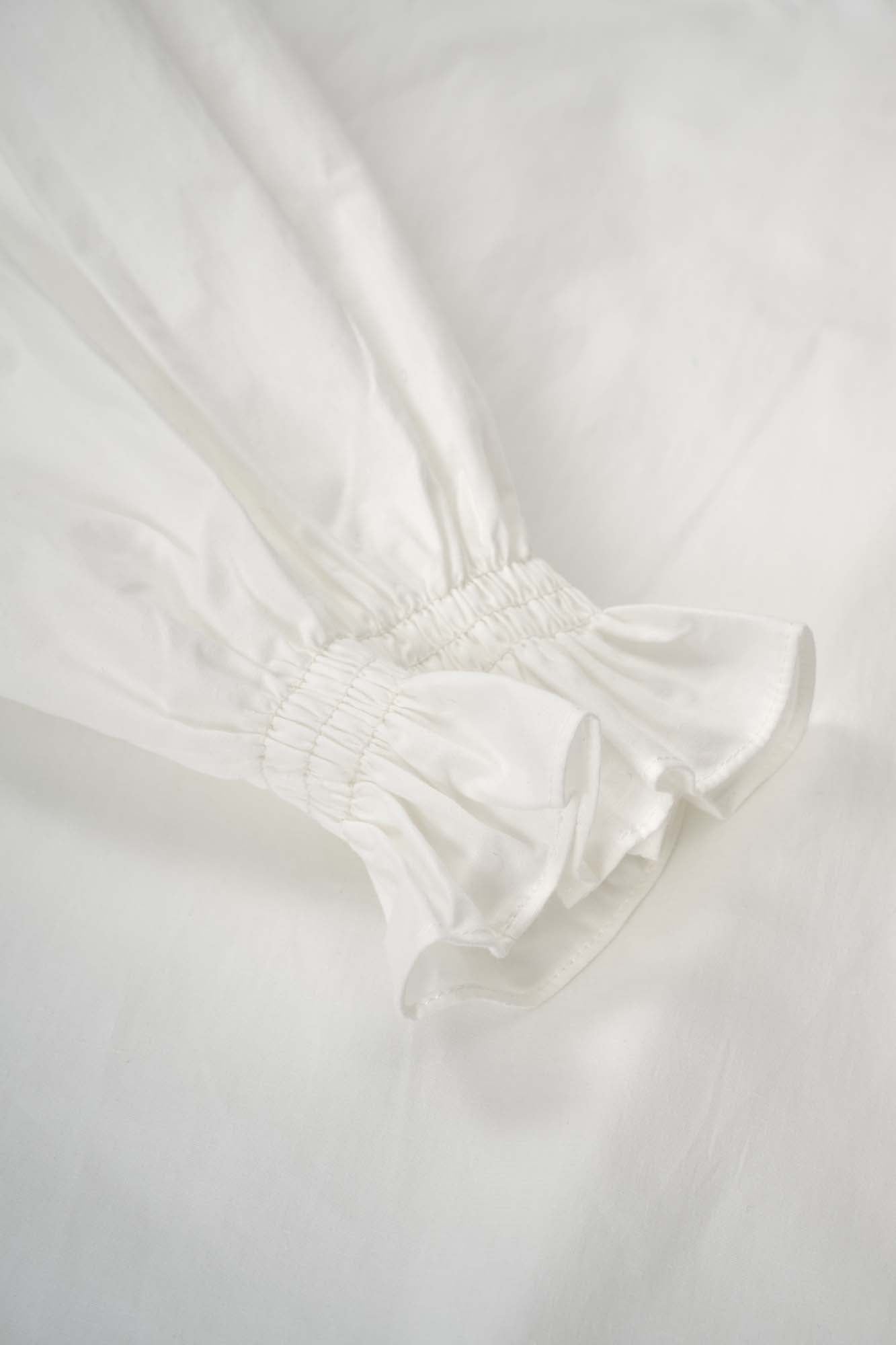 Womens White Ruffle Neck Cotton Blouse