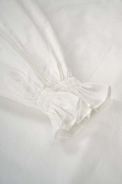 Womens White Ruffle Neck Cotton Blouse