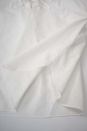 Womens White Ruffle Neck Cotton Blouse