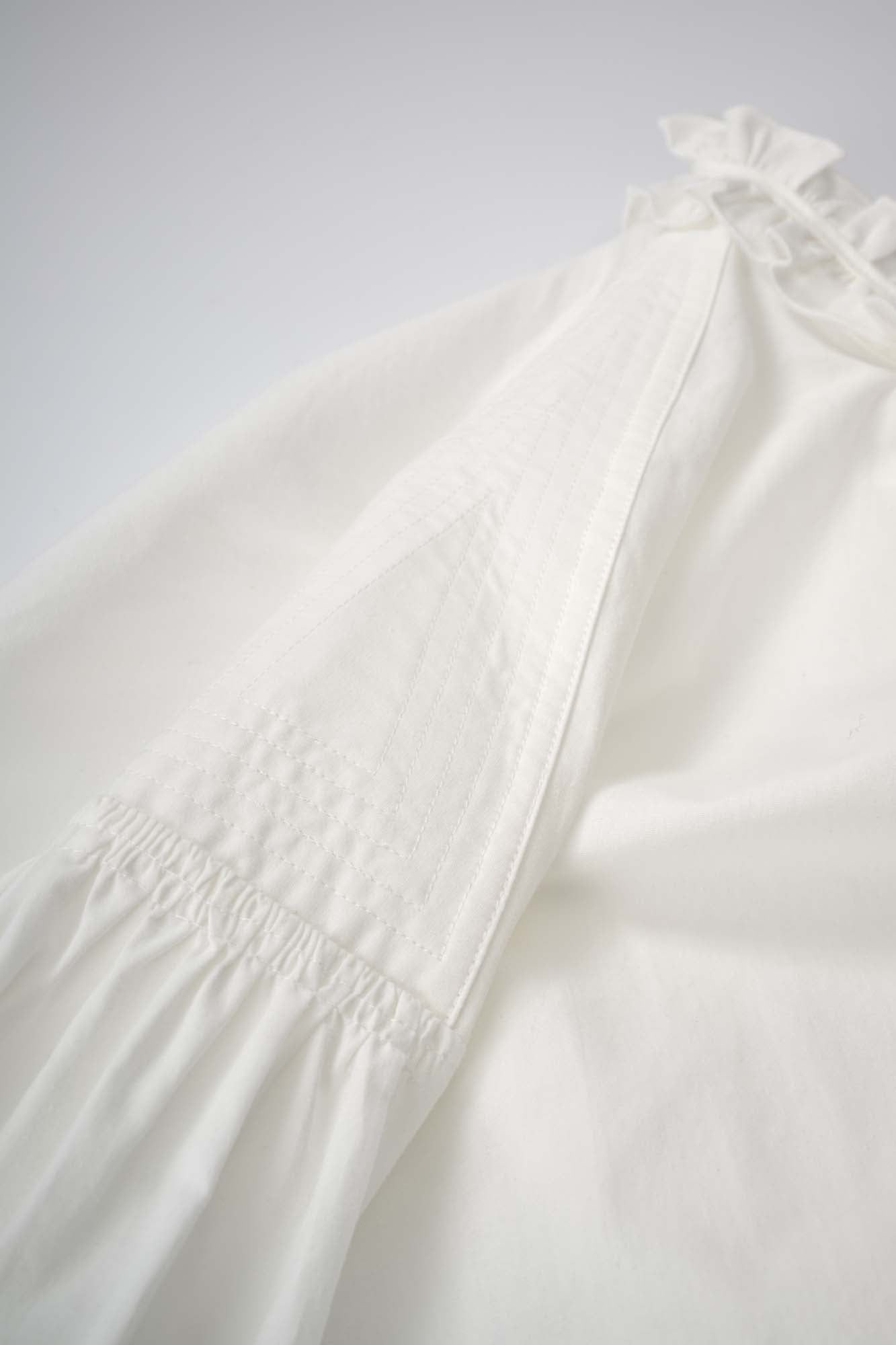 Womens White Ruffle Neck Cotton Blouse