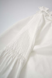 Womens White Ruffle Neck Cotton Blouse