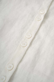 Womens White Ruffled Yoke Linen Blouse