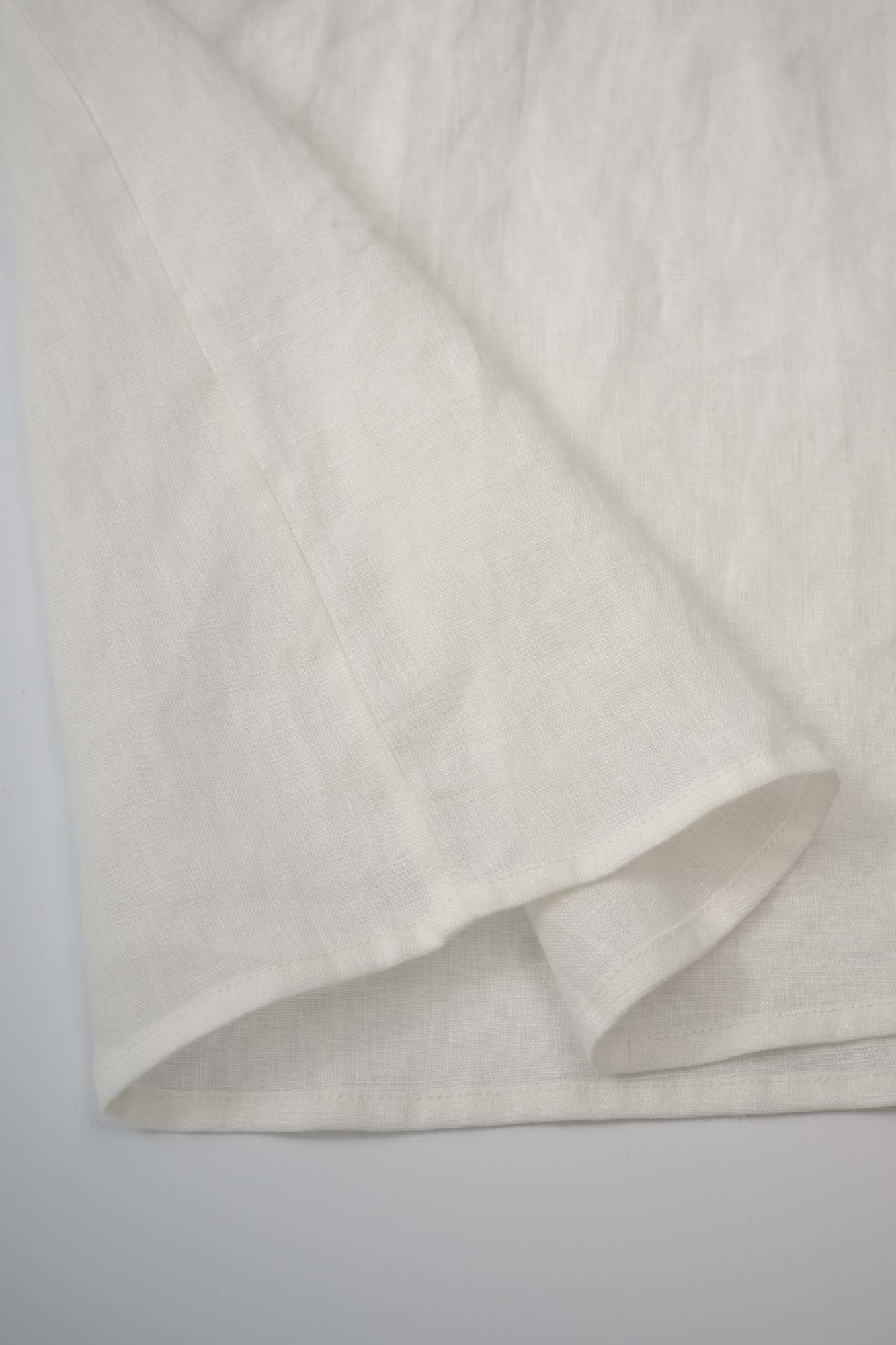 Womens White Ruffled Yoke Linen Blouse