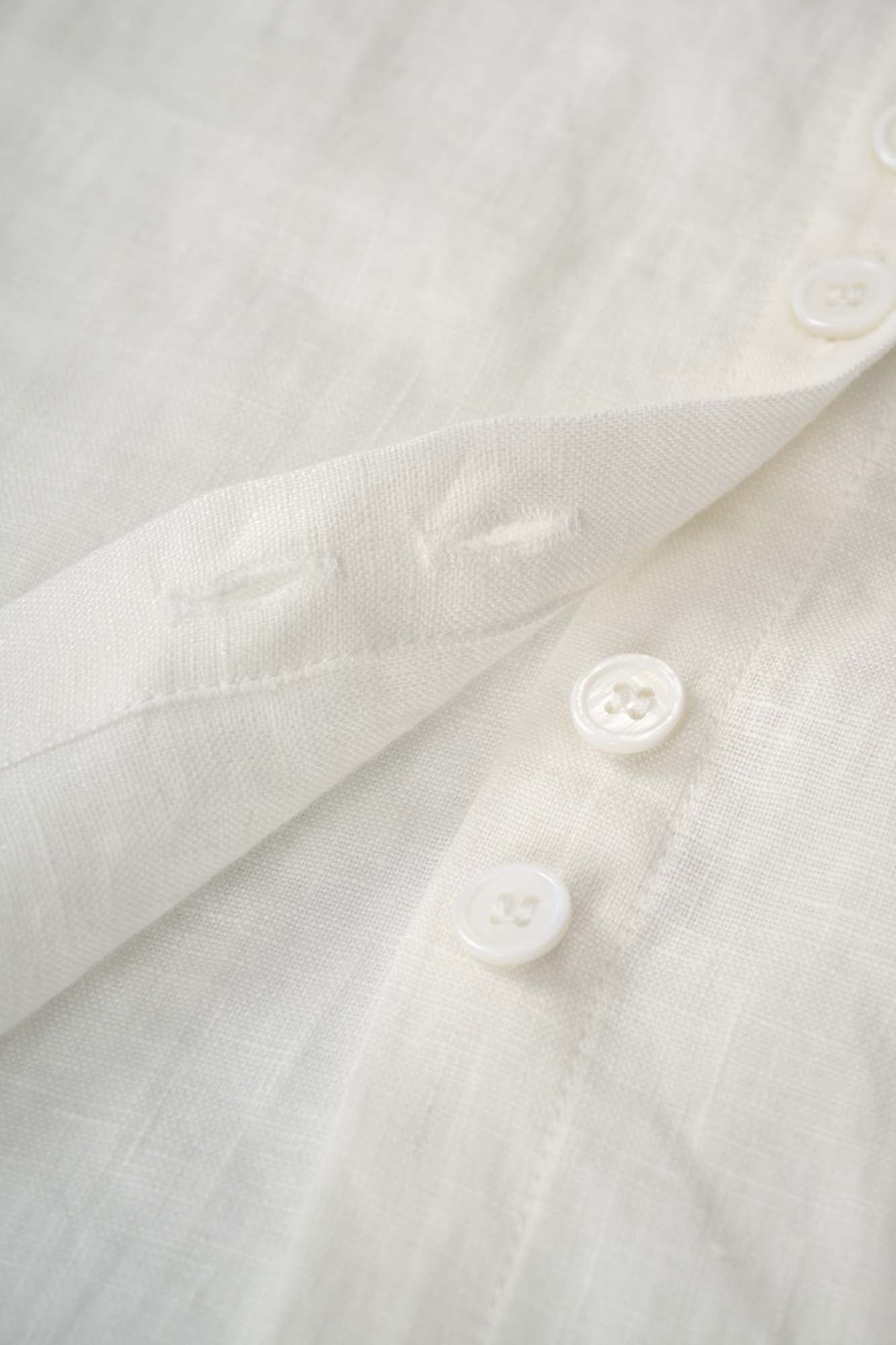 Womens White Ruffled Yoke Linen Blouse