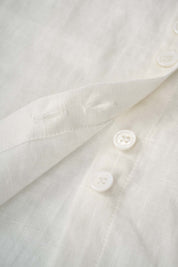 Womens White Ruffled Yoke Linen Blouse