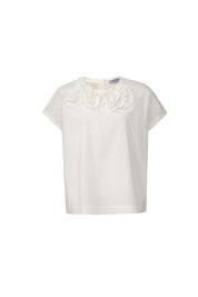 Womens 3D Floral Neck Cotton Tee