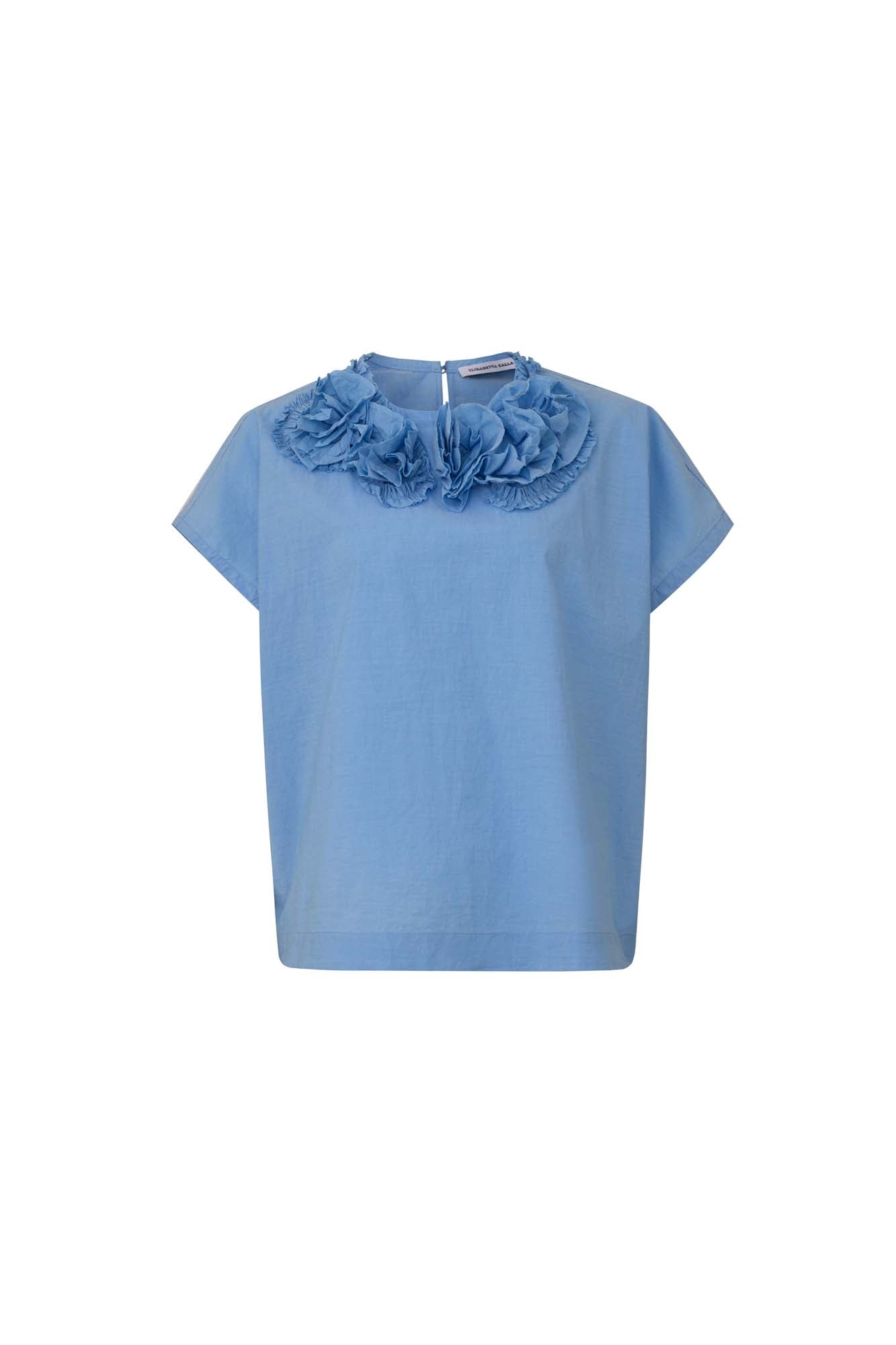 Womens 3D Floral Neck Cotton Tee