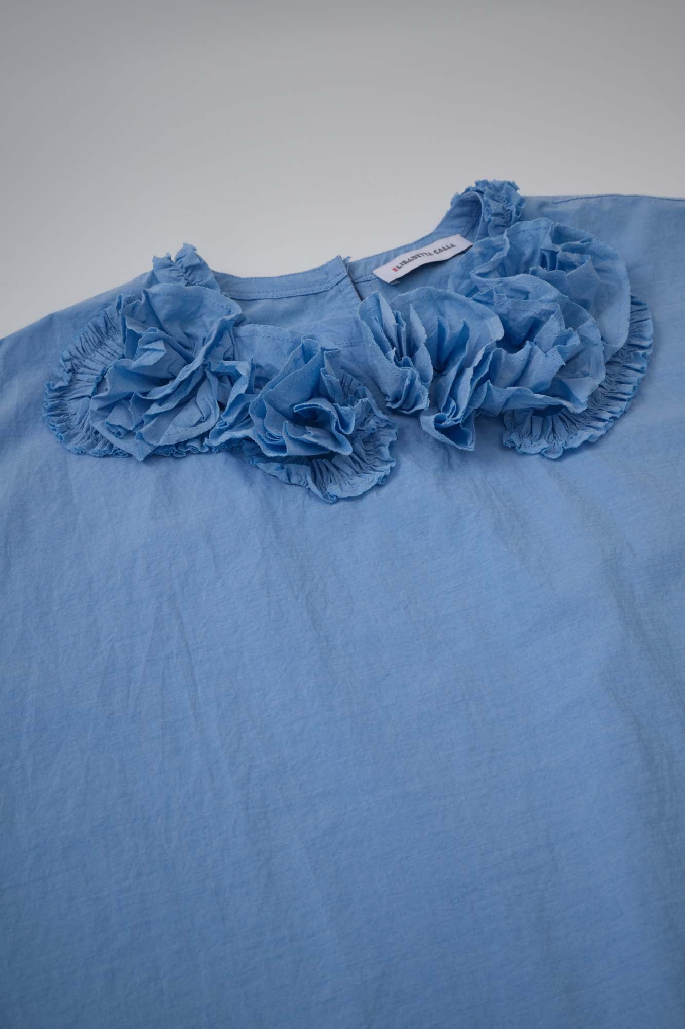 Womens 3D Floral Neck Cotton Tee