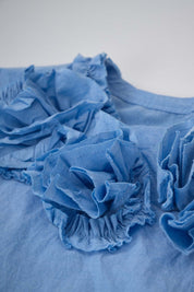 Womens 3D Floral Neck Cotton Tee