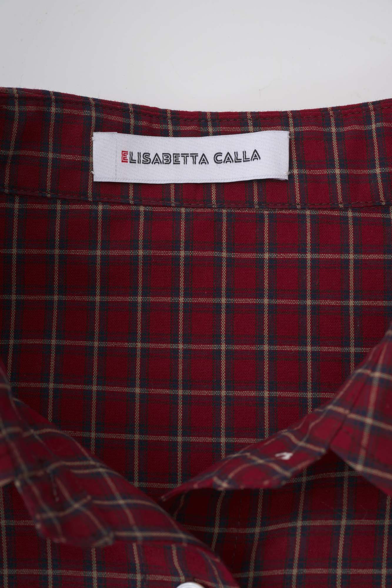 Womens Burgundy Plaid Button Cuff Shirt