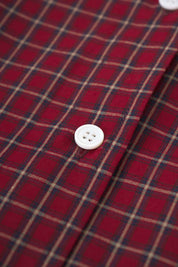 Womens Burgundy Plaid Button Cuff Shirt