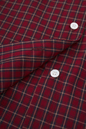 Womens Burgundy Plaid Button Cuff Shirt