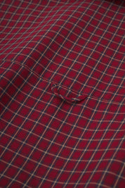 Womens Burgundy Plaid Button Cuff Shirt