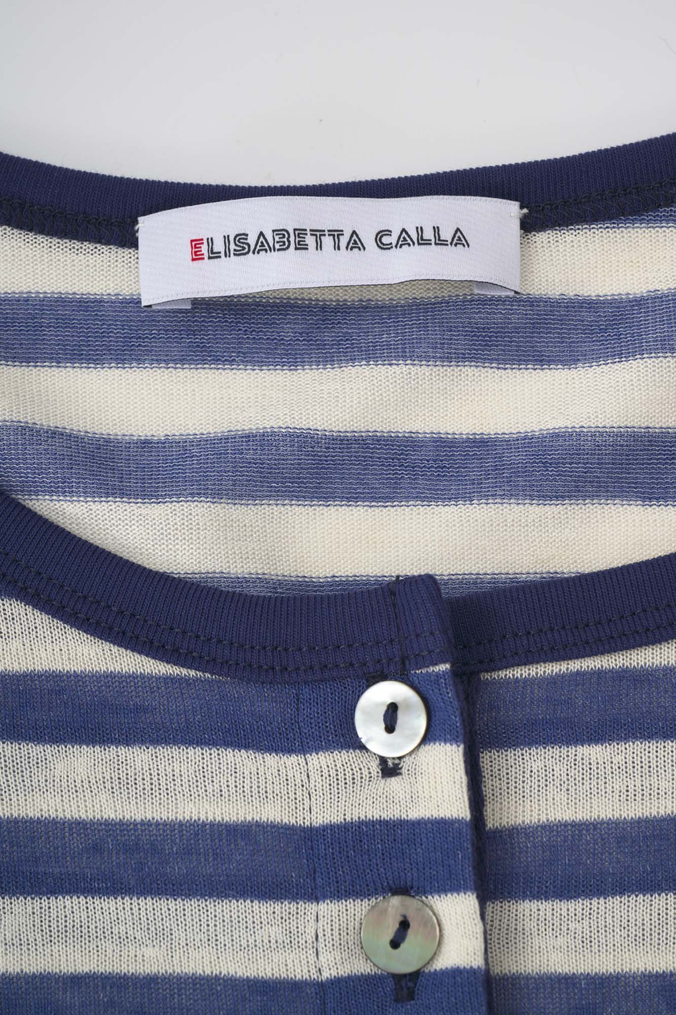 Womens Blue Stripe Henley Neck Tee