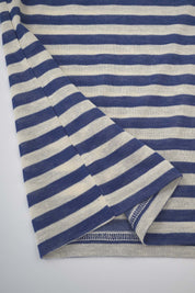 Womens Blue Stripe Henley Neck Tee