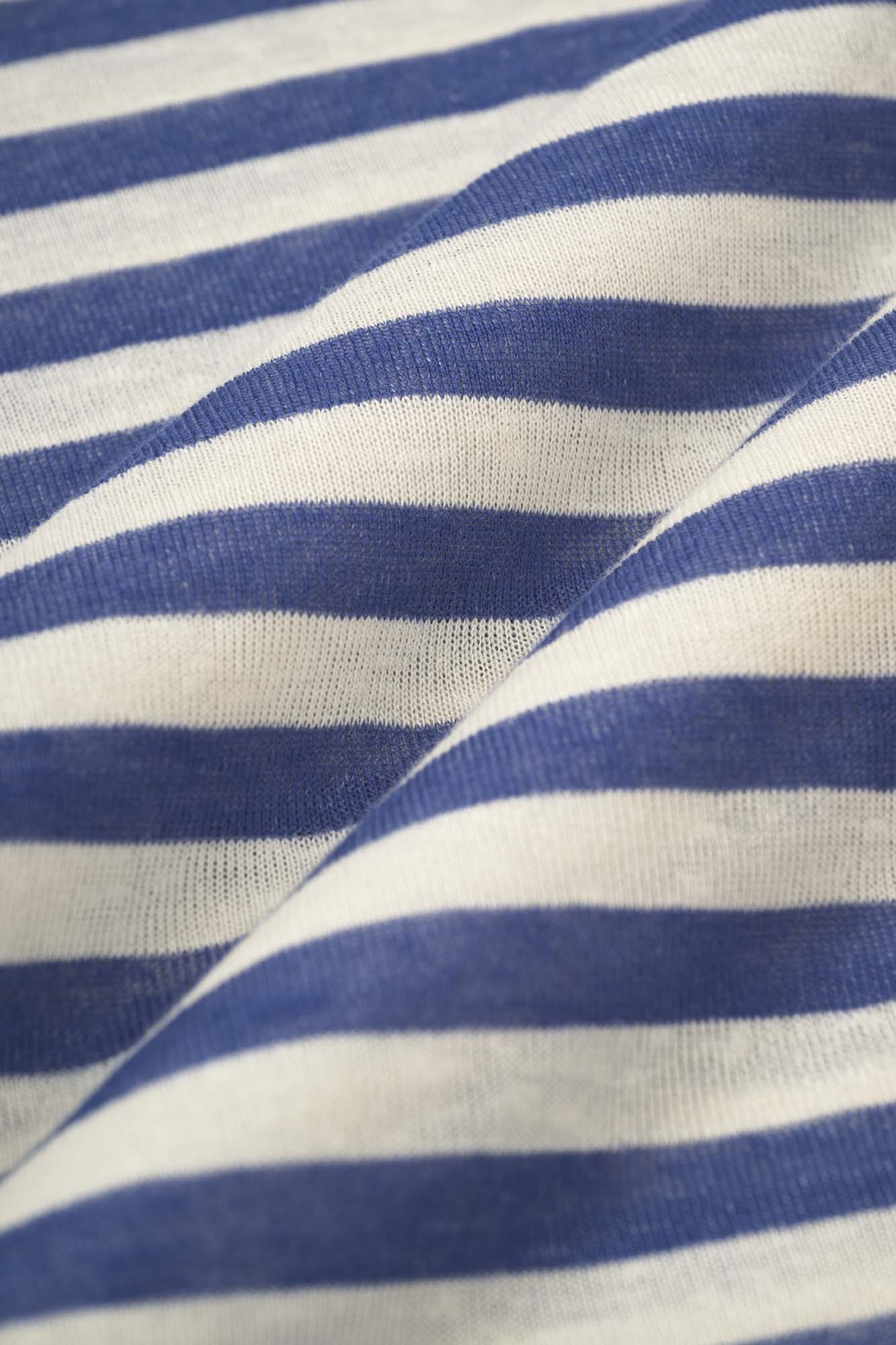 Womens Blue Stripe Henley Neck Tee