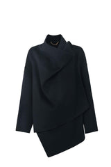 Women‘s Navy Asymmetric Short Coat