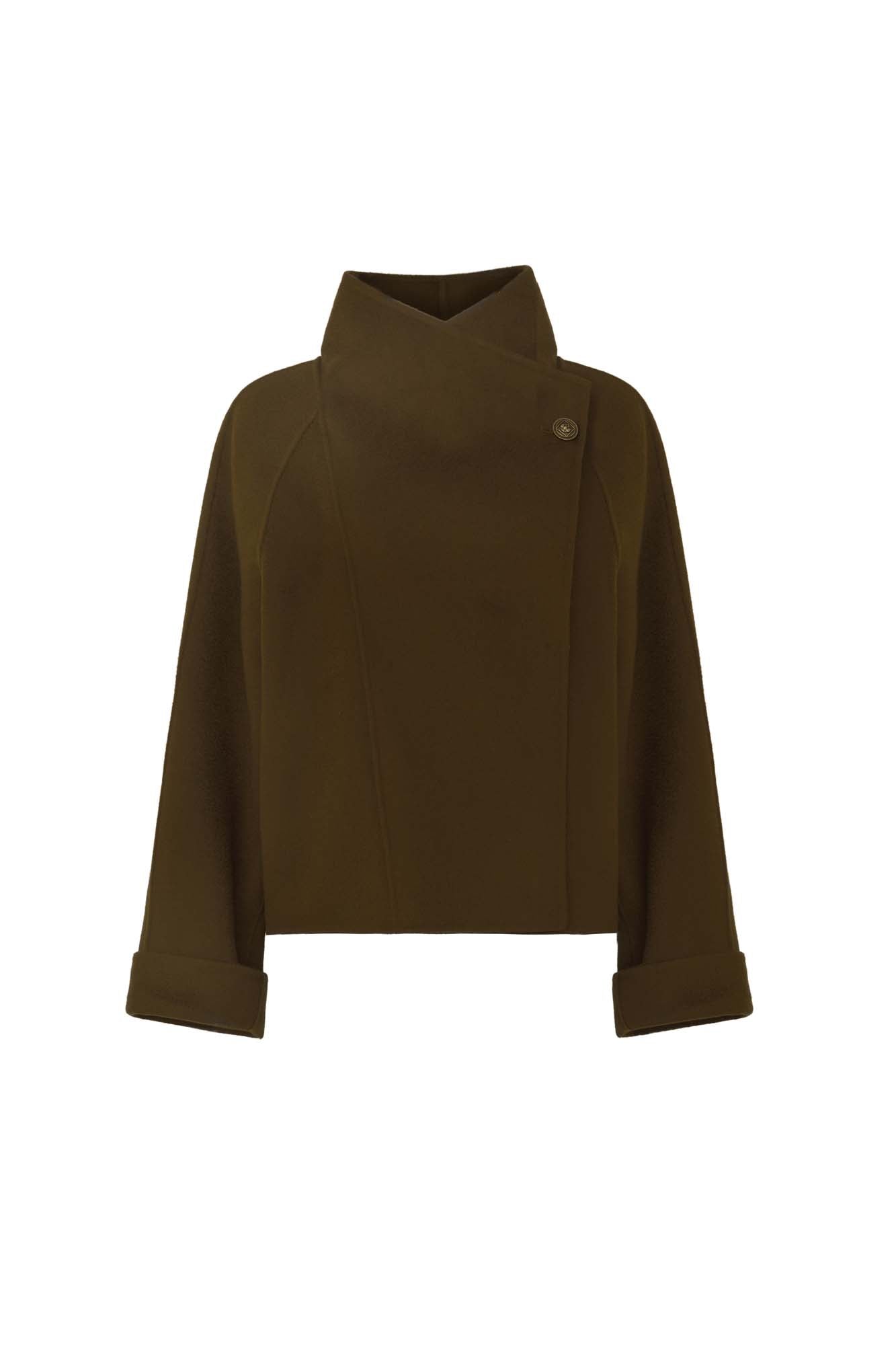 Women’s Brown High Neck Short Coat