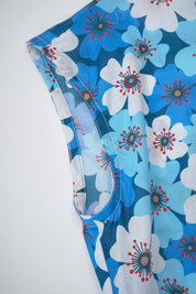 Women’s Blue Floral Cotton Shirt Dress