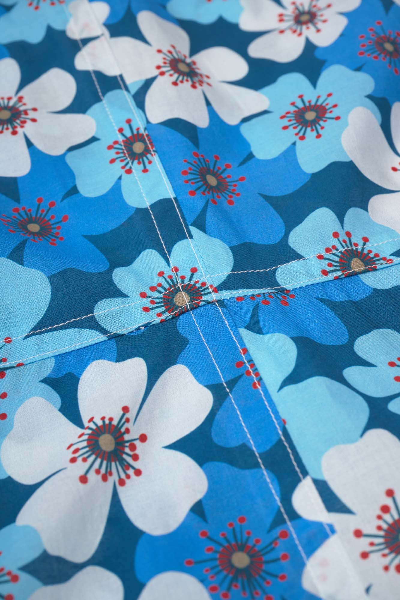 Women’s Blue Floral Cotton Shirt Dress