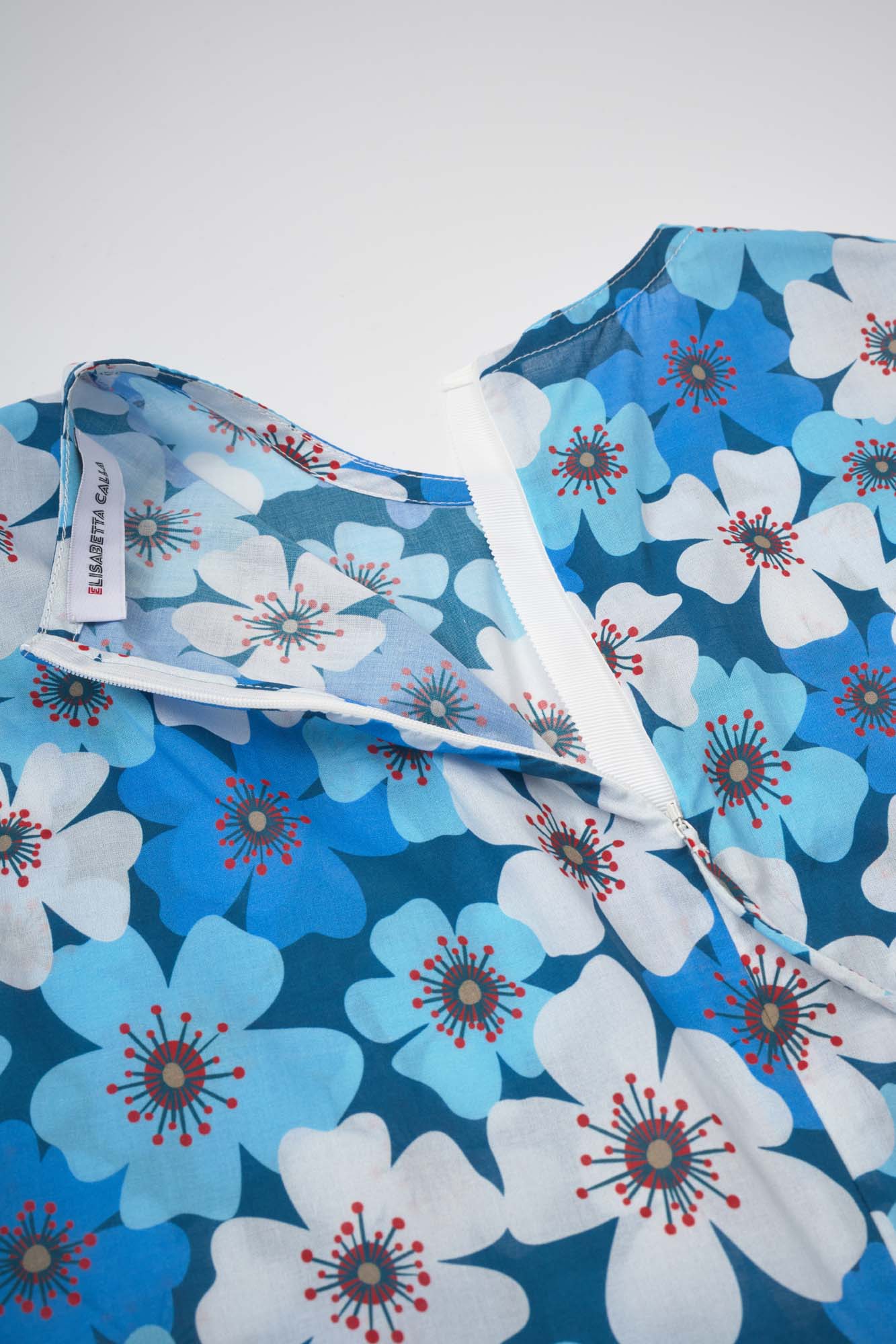 Women’s Blue Floral Cotton Shirt Dress