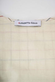 Women‘s Beige Plaid Sleeveless Midi Dress