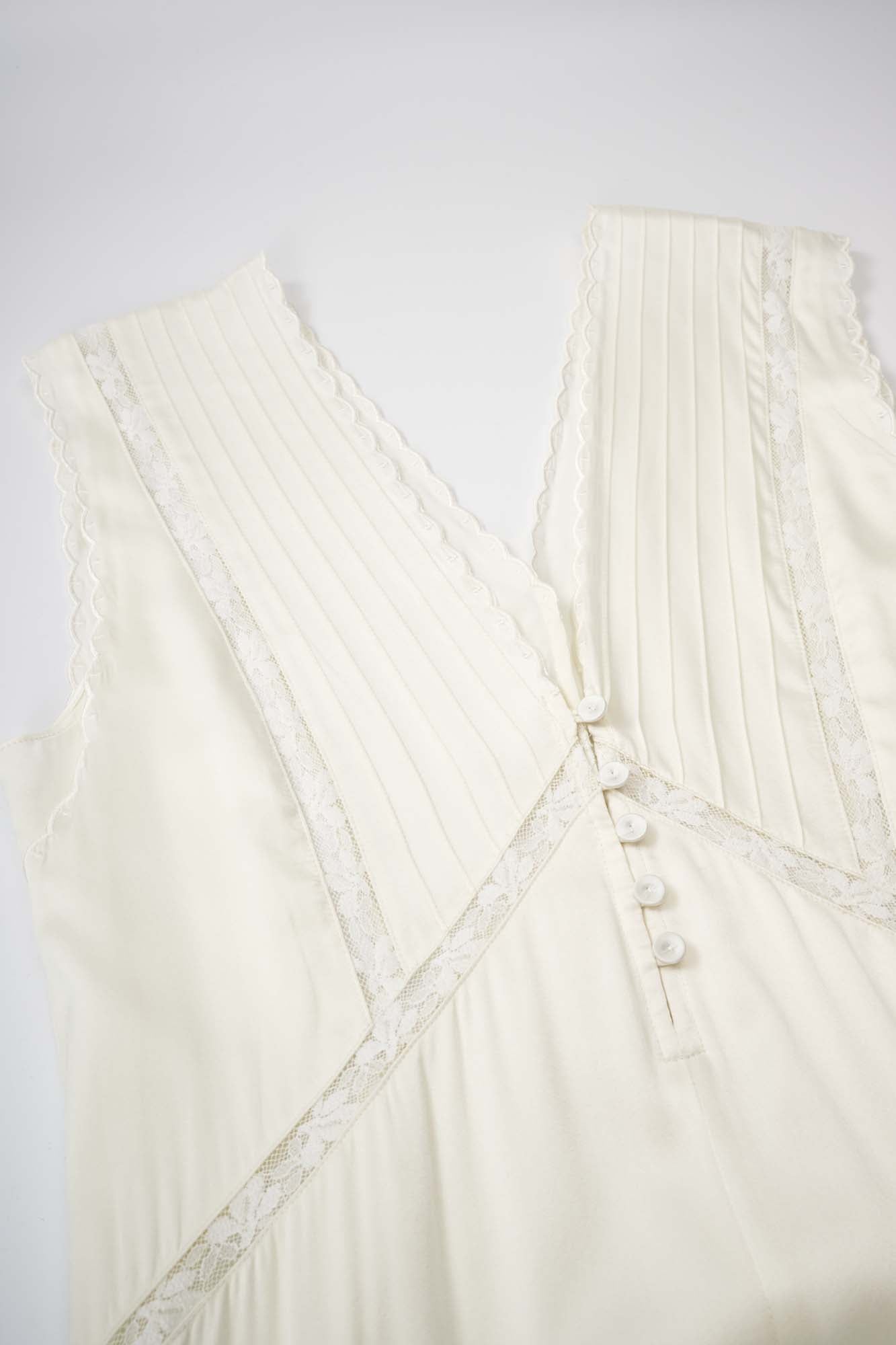 Women’s White Silk V Neck Midi Dress