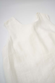 Women‘s White Linen Sleeveless A Line Dress