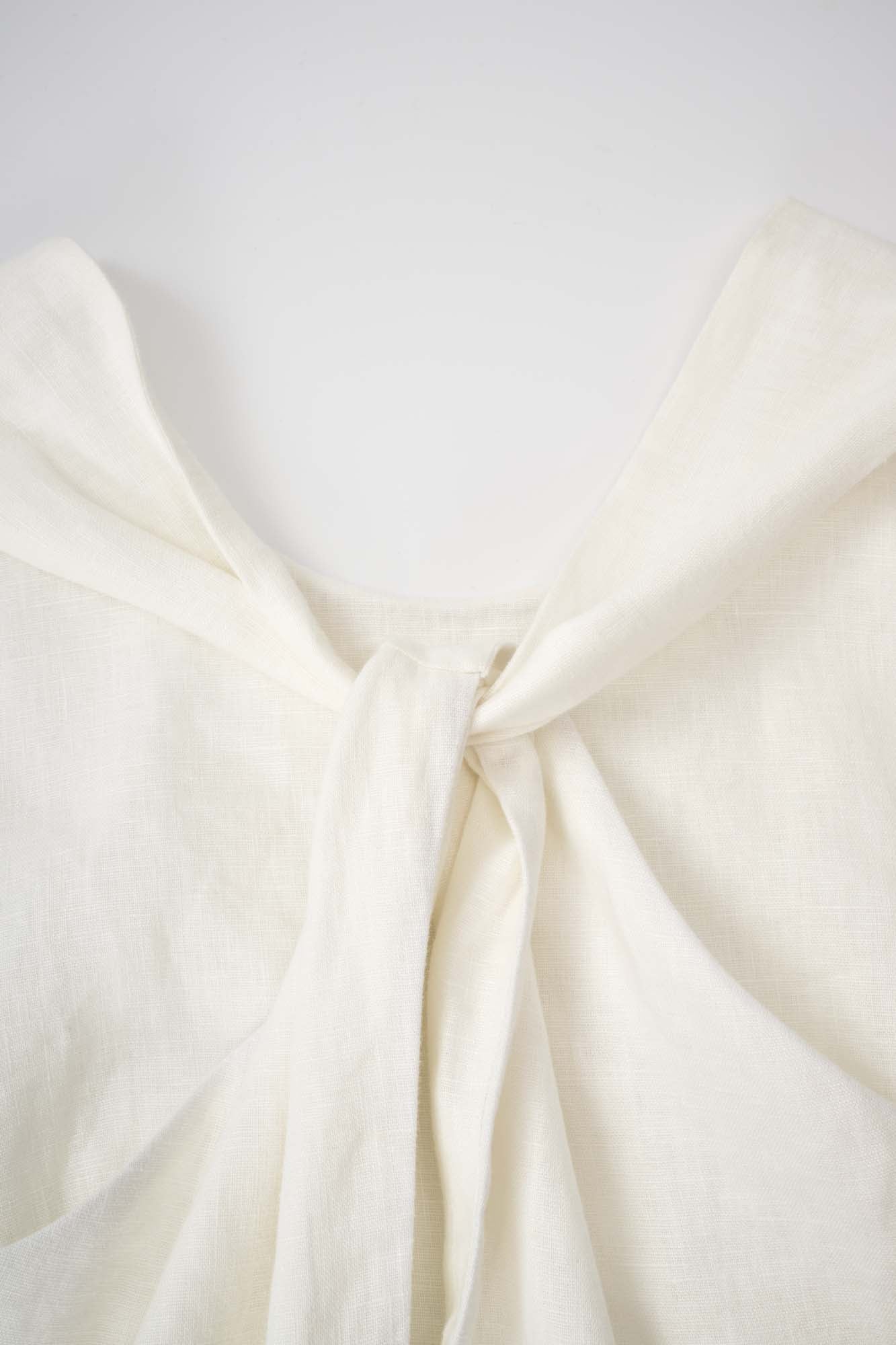 Women‘s White Linen Sleeveless A Line Dress