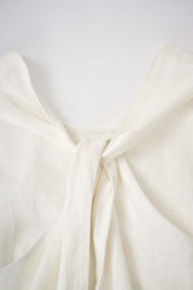 Women‘s White Linen Sleeveless A Line Dress