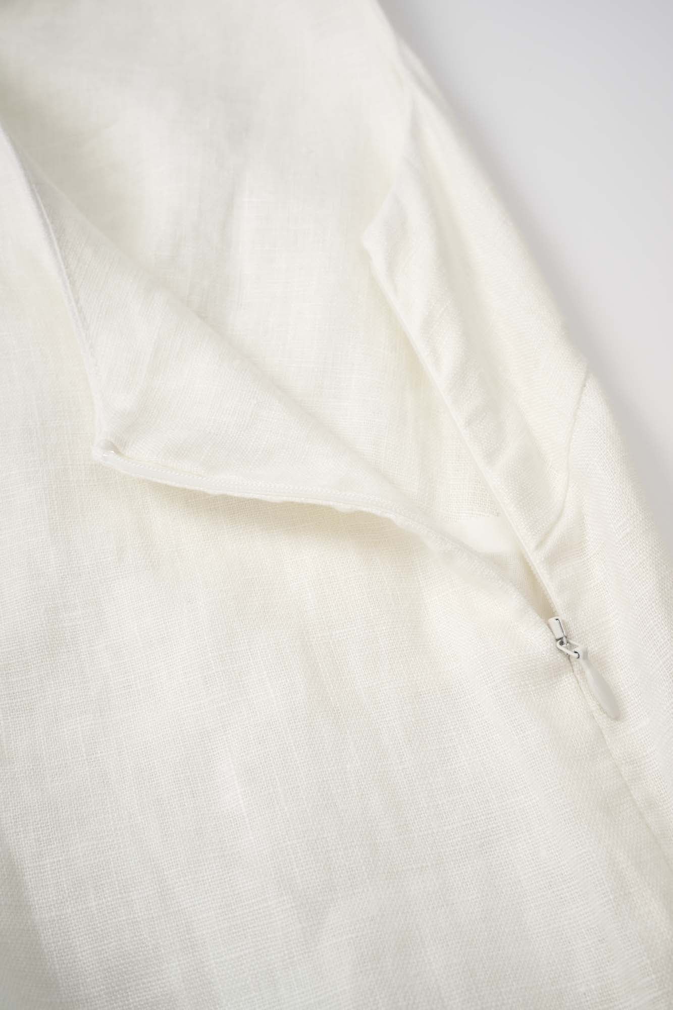 Women‘s White Linen Sleeveless A Line Dress
