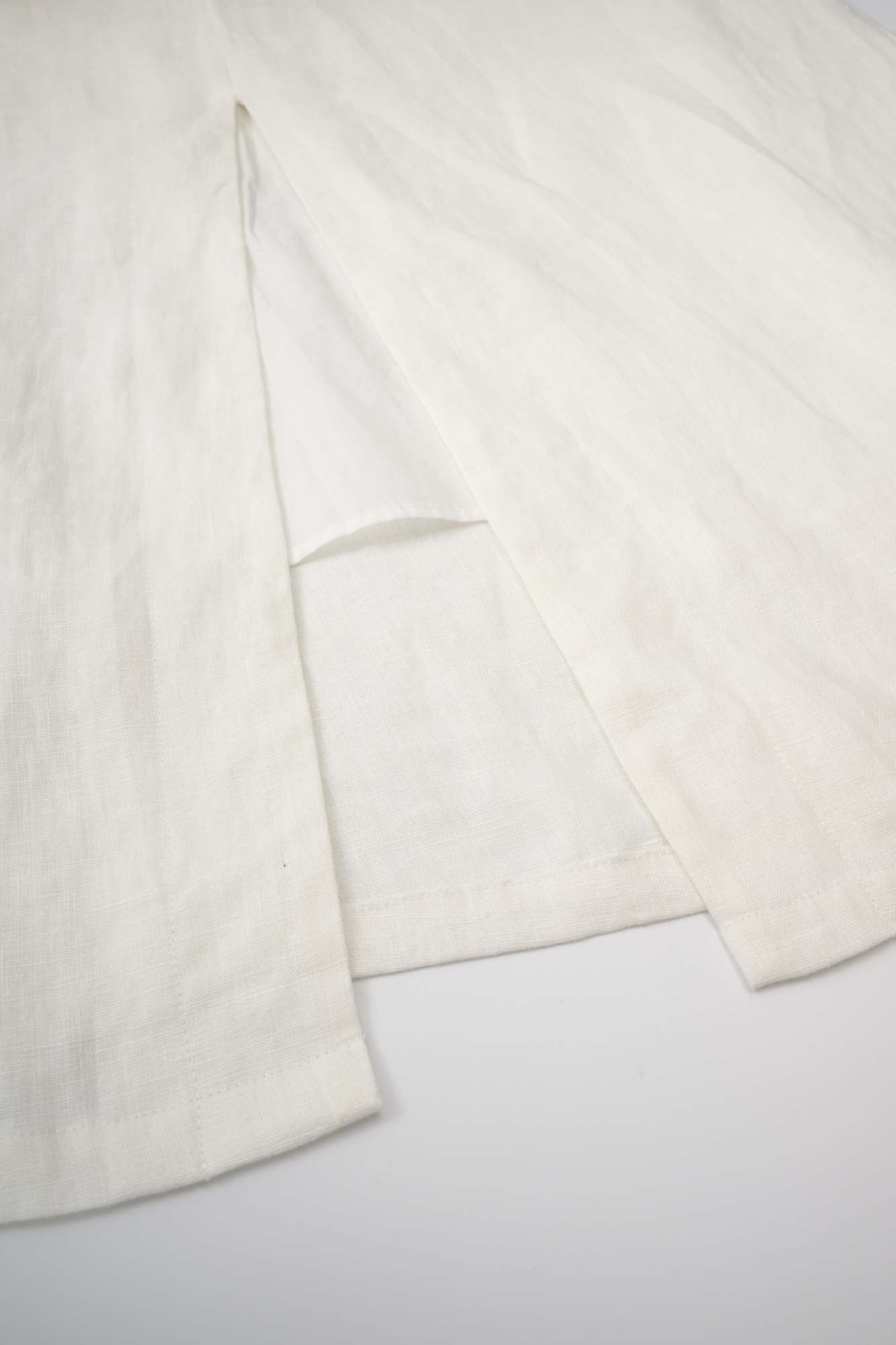 Women‘s White Linen Sleeveless A Line Dress