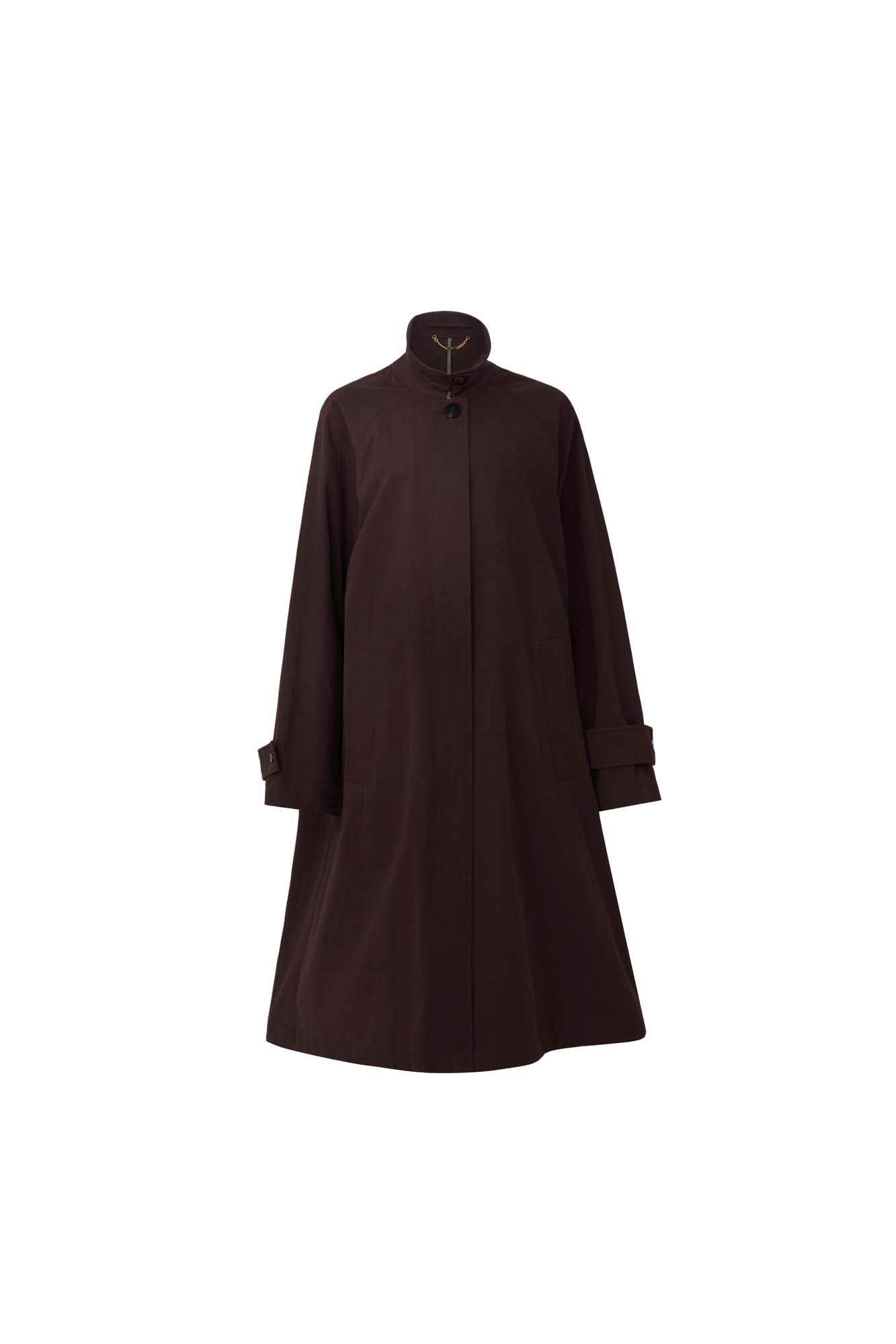 Women‘s Burgundy Cotton Long Trench Coat