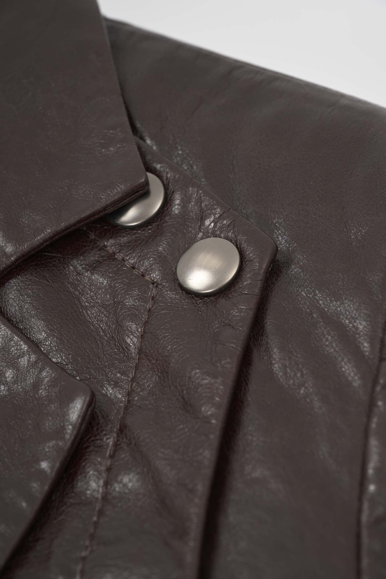 Women‘s Dark Brown Leather Blazer