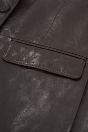 Women‘s Dark Brown Leather Blazer