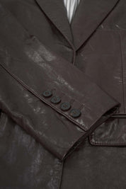 Women‘s Dark Brown Leather Blazer