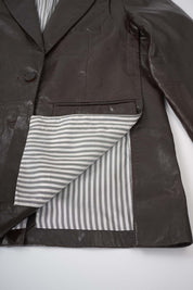 Women‘s Dark Brown Leather Blazer