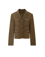 Women’s Brown Leather Tailored Blazer