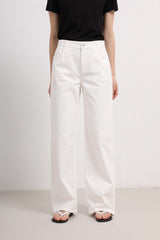Womens White High-Waist Wide-Leg Jeans