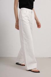 Womens White High-Waist Wide-Leg Jeans