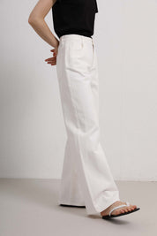 Womens White High-Waist Wide-Leg Jeans