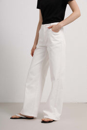 Womens White High-Waist Wide-Leg Jeans