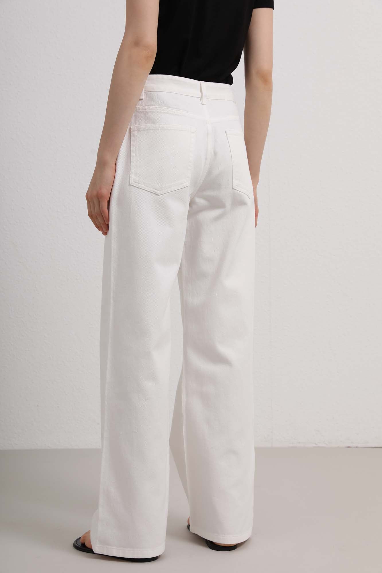 Womens White High-Waist Wide-Leg Jeans