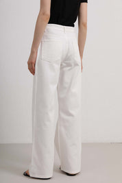 Womens White High-Waist Wide-Leg Jeans