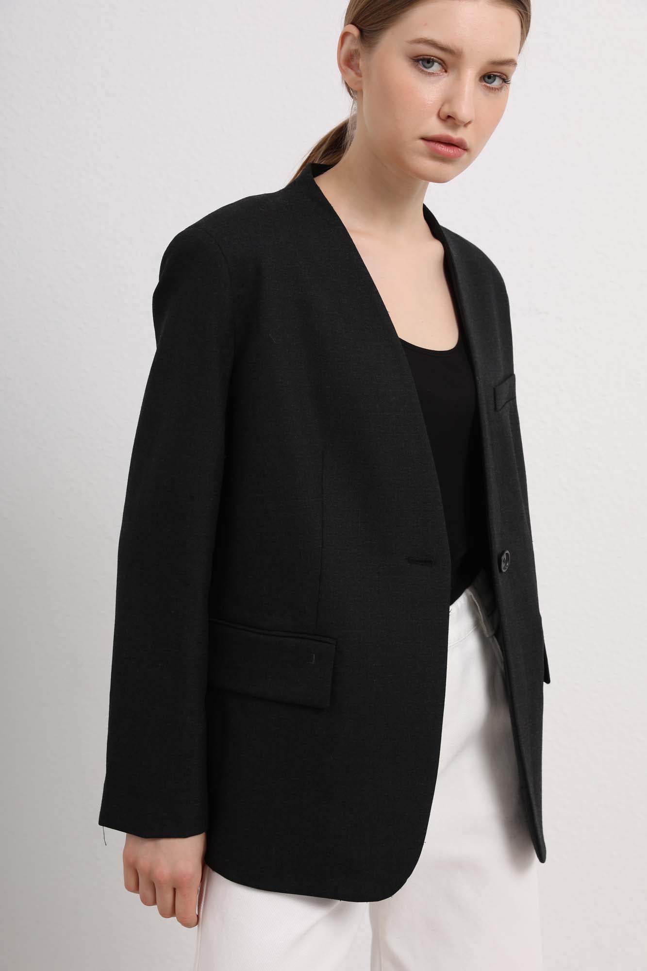 Womens Black Tailored Blazer Jacket