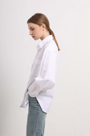 Womens White Cotton Long Sleeve Button Down Shirt