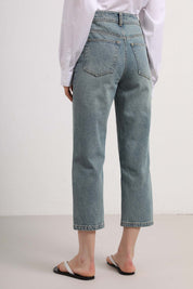 Womens Light Blue Cropped Capri Denim Jeans